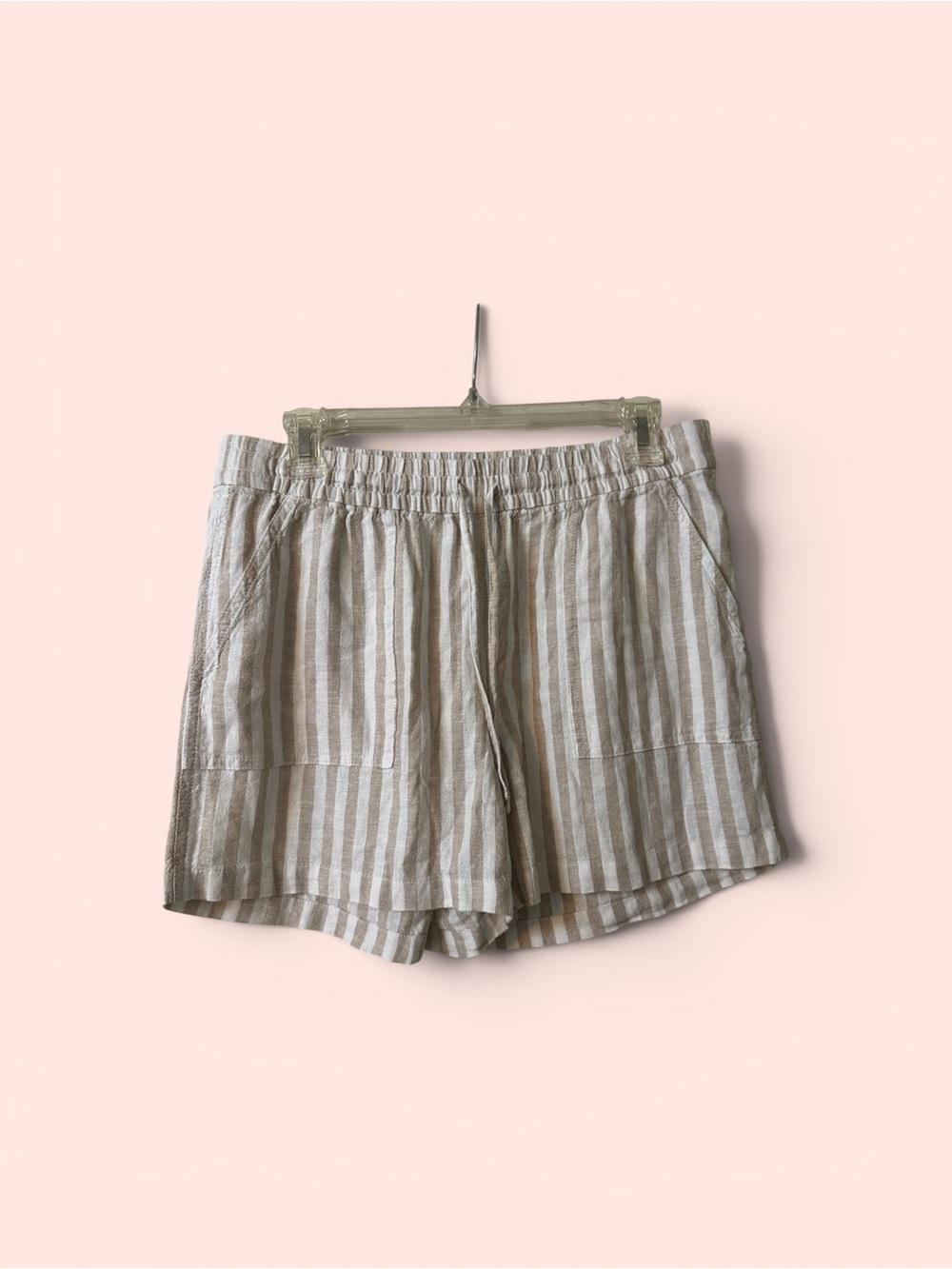J. Crew Beige and White Striped Linen-Blend Women's Shorts